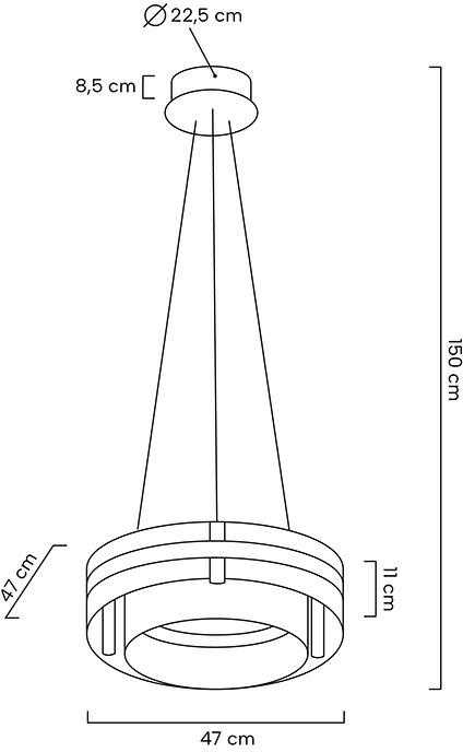 30W LED pakabinamas šviestuvas SATURNUS, aukso sp., 3000K