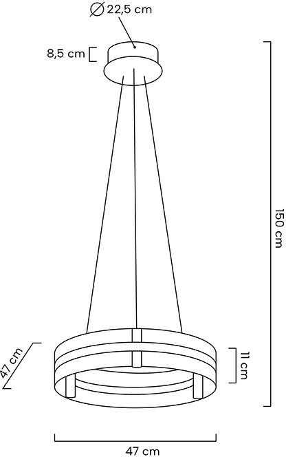30W LED pakabinamas šviestuvas SATURNUS, aukso sp., 3000K