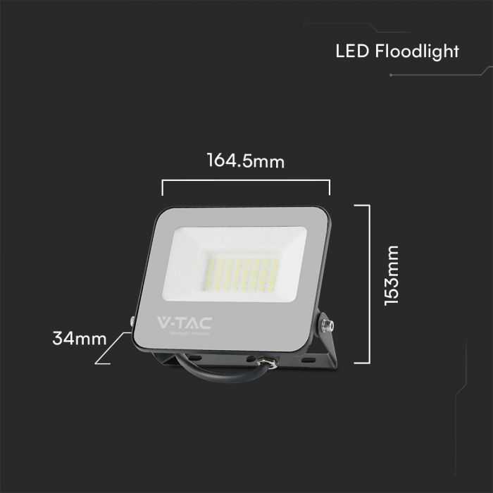 V-tac 30W LED prožektorius, juodu korpusu, 6500K/RGB, dimeriuojamas, su nuotolinio valdymo pulteliu
