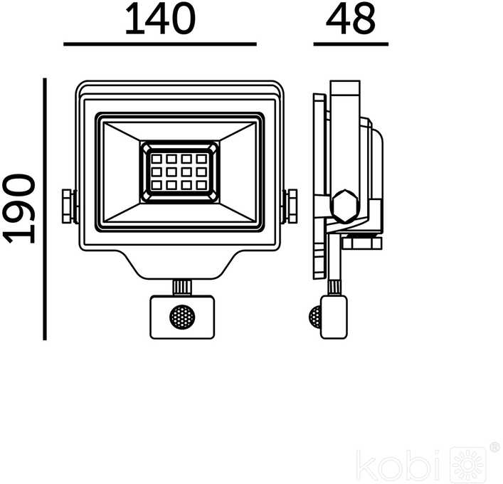 30W LED prožektorius su judesio davikliu DELYO MHNC, juodas, 6000K, IP54