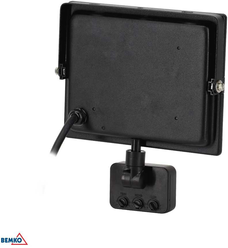 Bemko 30W LED prožektorius su judesio davikliu KASTEL, juodas, 6000K, IP65