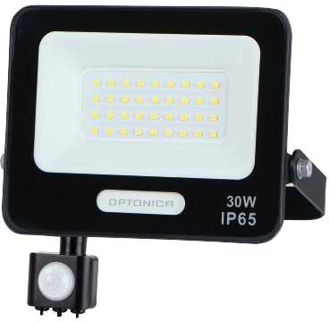 30W LED prožektorius su judesio davikliu, juodas, 4000K