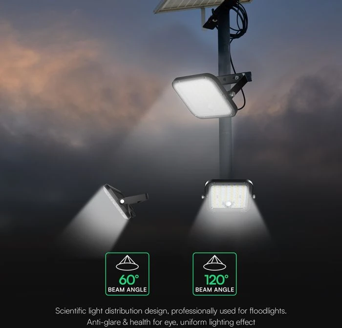30W LED prožektorius su saulės baterija ir judesio davikliu, juodas, 4000/6000K