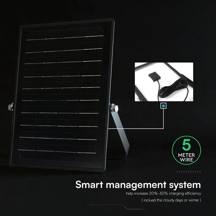 30W LED prožektorius su saulės baterija ir judesio davikliu, juodas, 4000/6000K