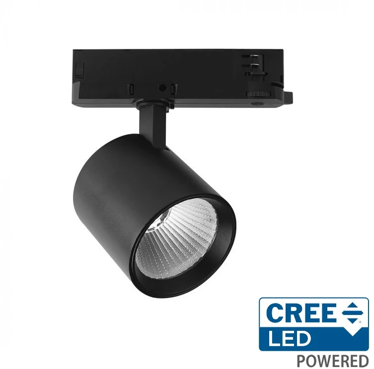 30W LED šviestuvas į 3 fazių bėgelius, juodas, 6400K, CREE LED chip