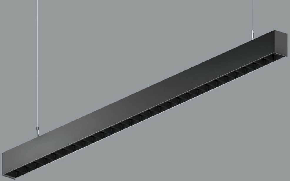 31,8W linijinis pakabinamas šviestuvas X-LINE SLIM LOW UGR L-DOWN LED, juodas, 3000K, IP40