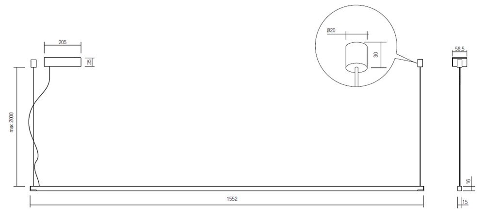 31W LED pakabinamas šviestuvas ACROBAT, juodas, 3000K, dimeriuojamas, 01-2285