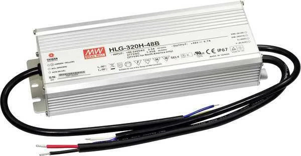 320W LED impulsinis maitinimo šaltinis MEAN WELL, 48V, 6.7A, IP67, dimeriuojamas