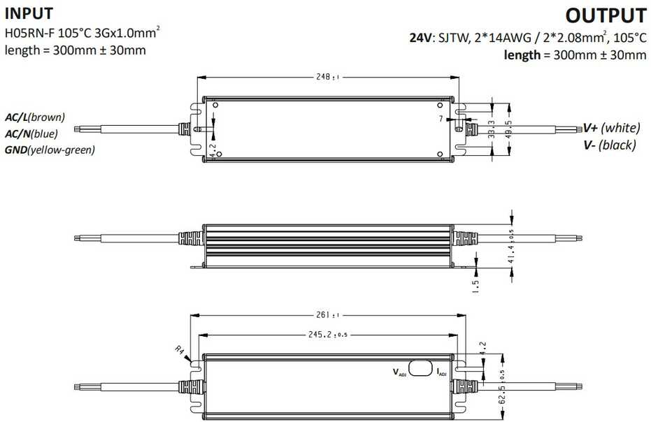 320W LED maitinimo šaltinis MCHQ-GA, 24V, PFC, IP65