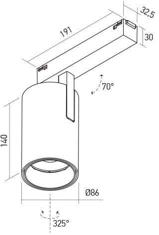 32,4W LED šviestuvas į magnetinius bėgelius XCLICK M, juodas, 3000K, DALI
