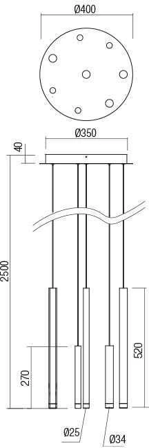 32W LED pakabinamas šviestuvas MADISON, juodas, 3000K, 01-2052