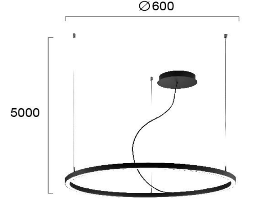32W pakabinamas šviestuvas VERDI, Ø60cm, 3000K, juodas, 4244800