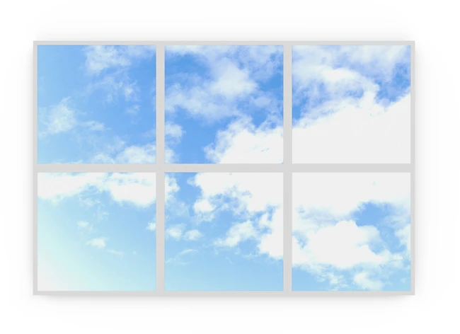 33W LED panelė PL PRINT SKY, baltu korpusu, 60x60cm, 6vnt. rinkinys