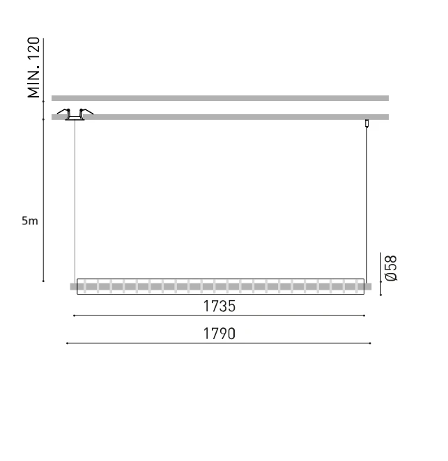 Pakabinamas šviestuvas 34,1W LED pakabinamas linijinis šviestuvas LOOP, juodas, 3000K, 1790mm, DALI