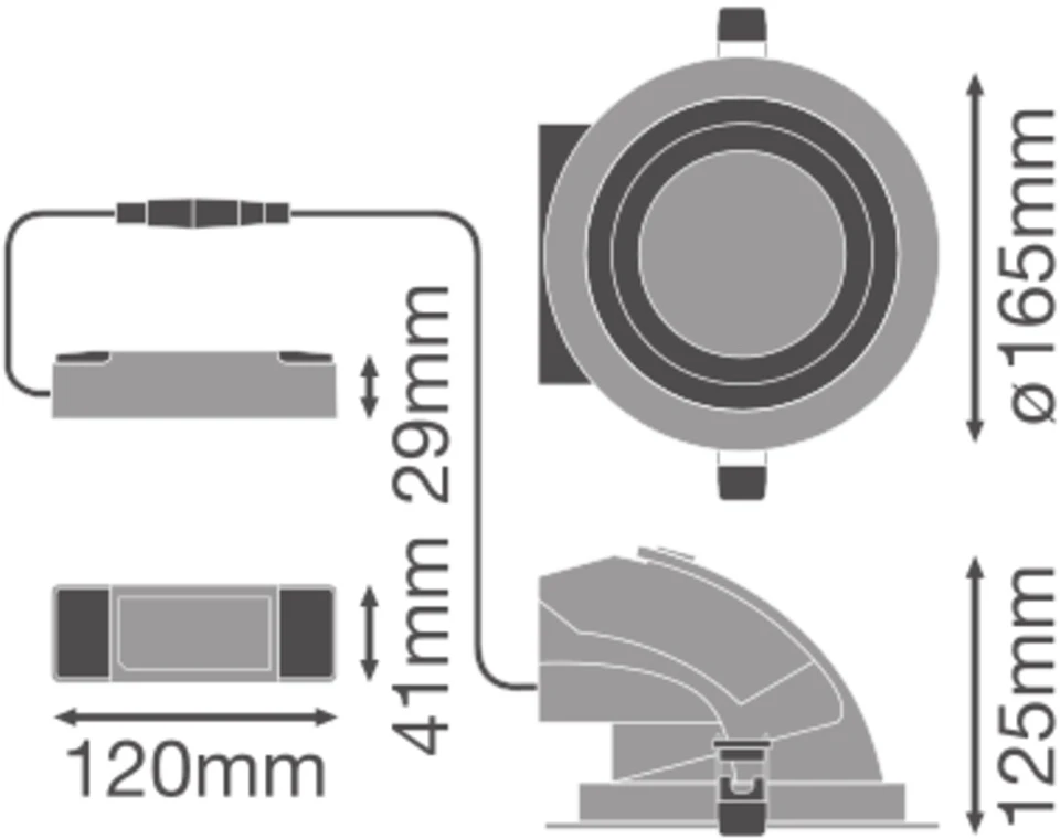 35/30/25W LED įleidžiamas šviestuvas SP VARIO XR, baltas, 3000K, 24°