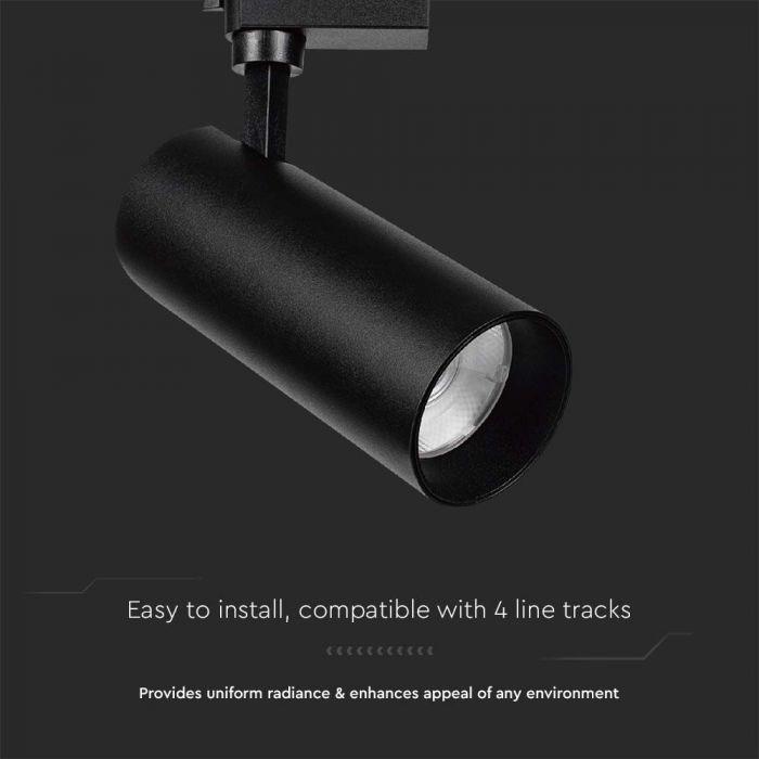 V-tac 35W LED COB šviestuvas į bėgelius, juodas, 4000K, SAMSUNG LED chip