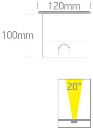 3,5W LED įleidžiamas į žemę lauko šviestuvas, plieno sp., 3000K, IP67, 69070A/W