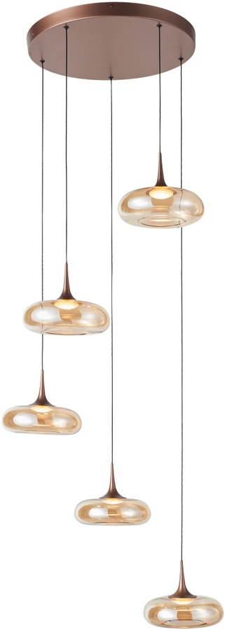 35W LED pakabinamas šviestuvas TENELE, vario/gintaro sp., 3000K, dimeriuojamas