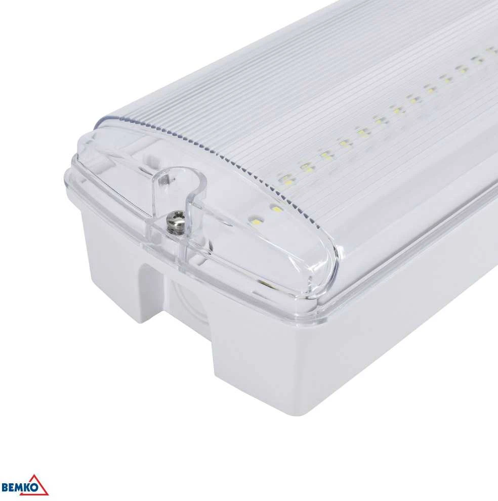 Luxmena 3,5W LED paviršinis evakuacinis šviestuvas GALER, baltas, 6500K, IP65, 3h veikimas autonominiu režimu, su piktogramų rinkiniu