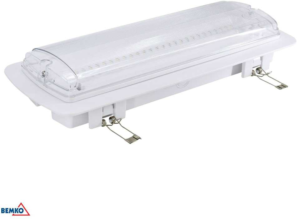 3,5W LED paviršinis evakuacinis šviestuvas GALER, baltas, 6500K, IP65, 3h veikimas autonominiu režimu, su piktogramų rinkiniu