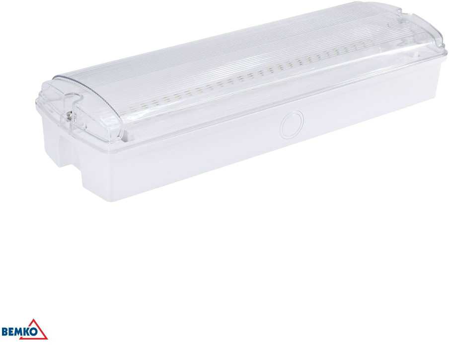 3,5W LED paviršinis evakuacinis šviestuvas GALER, baltas, 6500K, IP65, 3h veikimas autonominiu režimu, su piktogramų rinkiniu