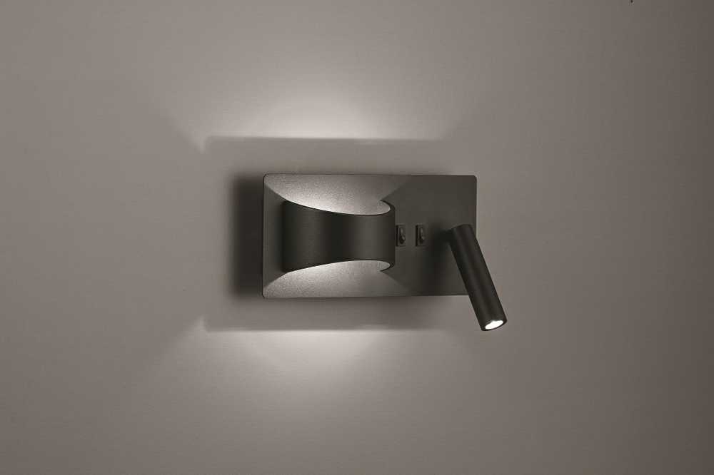 3+5W LED sieninis šviestuvas JAKE, juodas, 3000K, 4243300