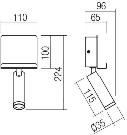 3,5W LED sieninis šviestuvas PANEL, baltas, 3000K, su USB
