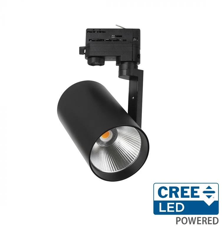 35W LED šviestuvas į 3 fazių bėgelius, juodas, 6400K, CREE LED chip