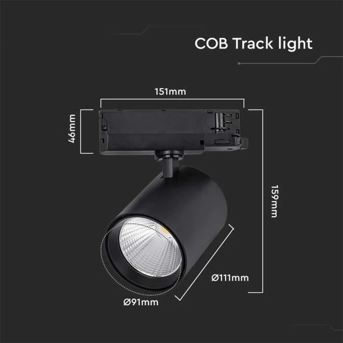 V-tac 35W LED šviestuvas į bėgelius, juodas, 4000K