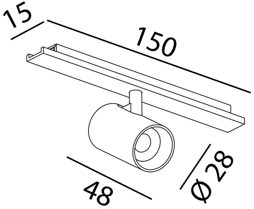 3,5W LED šviestuvas TUB XS A į magnetinę sistemą MINI_LINE 42, juodas, 3000K, dimeriuojamas