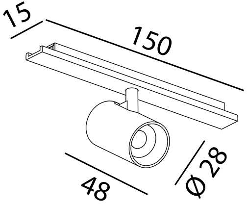 3,5W LED šviestuvas TUB XS A į magnetinę sistemą MINI_LINE 42, baltas, 3000K, dimeriuojamas