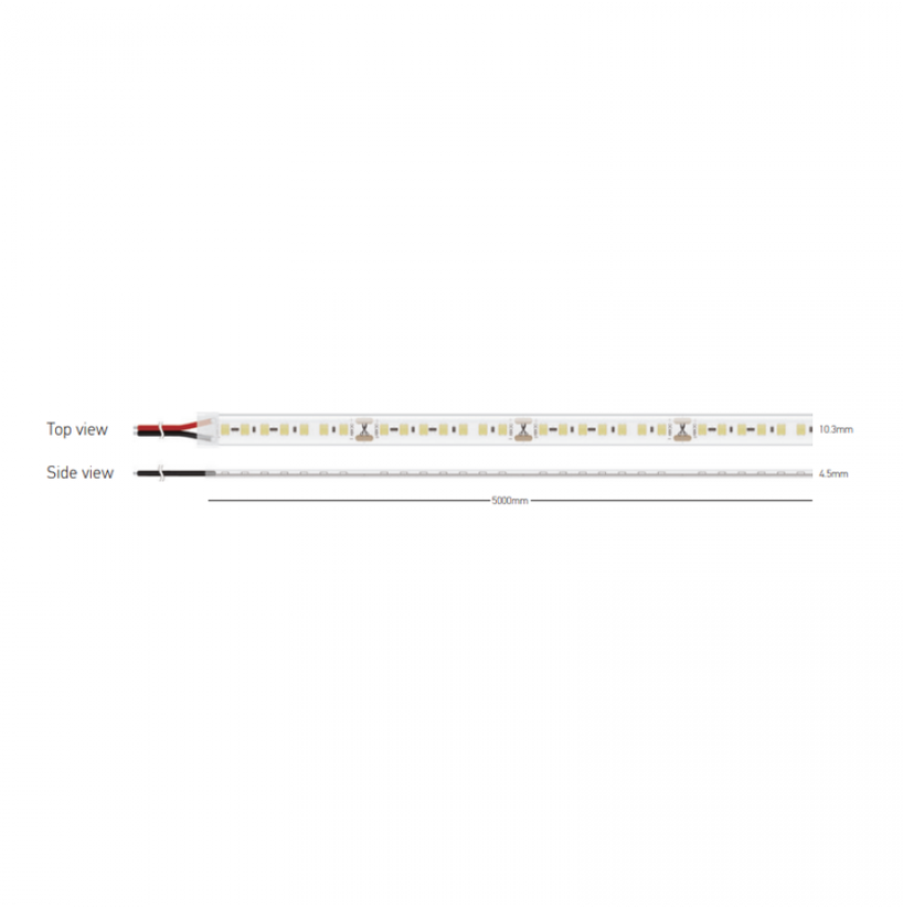 3,5W/m LED juosta, 24V, 120LEDs/m, 3000K, IP65, 5m ritė, LS21