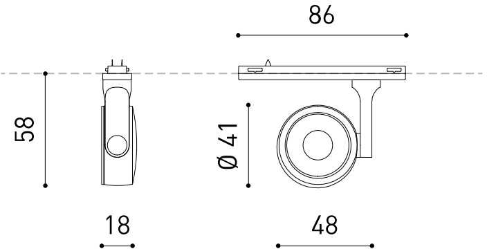 3,5W šviestuvas į magnetines sistemas SIX 24V, 23°, baltas, 3000K, su maitinimo šaltiniu