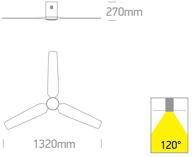 Lubinis šviestuvas 35W ventiliatorius su dimeriuojamu 22W LED šviestuvu, baltas, 3000/4000/5500K, 6310C/W/V