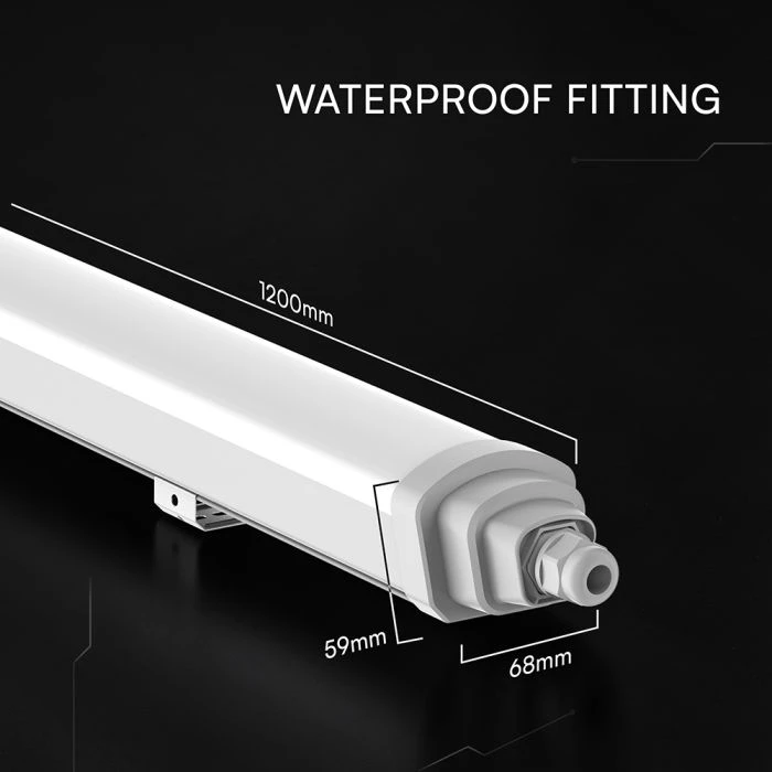 36W LED linijinis paviršinis šviestuvas WP TK-SERIES, 120cm, baltas, 6500K, IP65, CREE LED chip