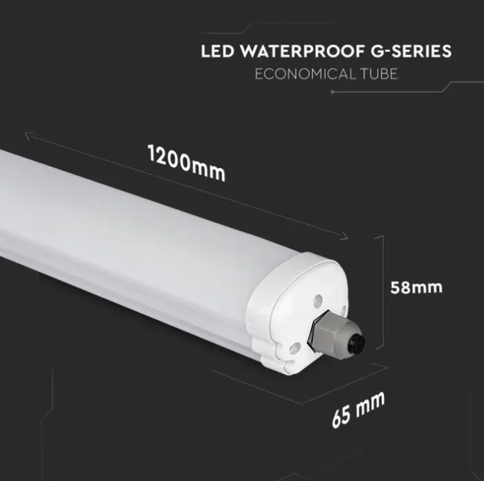 Lubinis šviestuvas V-tac 36W LED linijinis paviršinis šviestuvas, 120cm, baltas, 6400K, IP65
