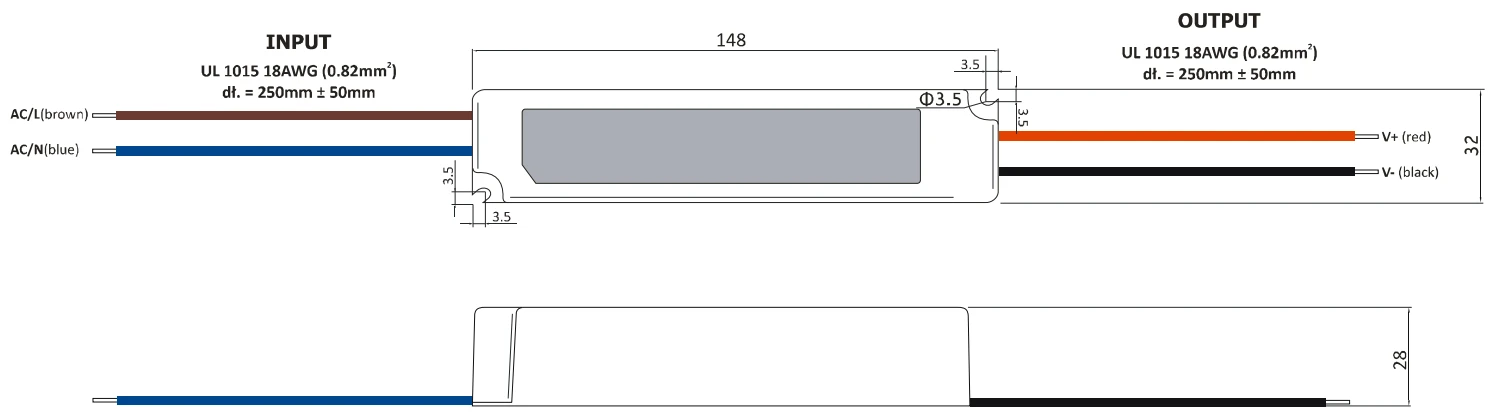36W LED Maitinimo šaltinis GLP 12V IP67