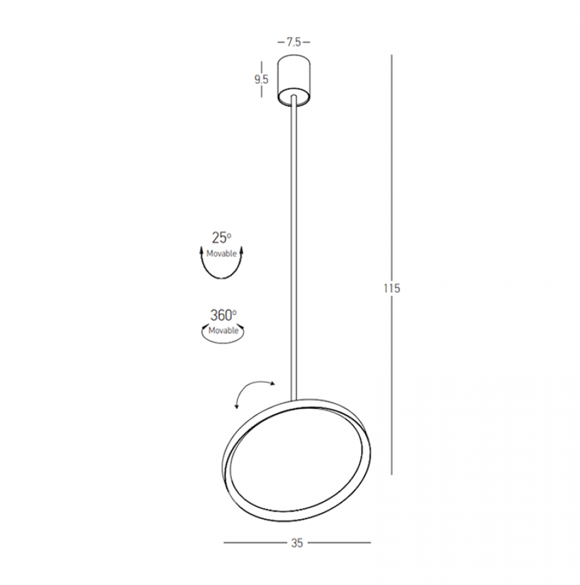 36W LED pakabinamas šviestuvas, baltas, 2700/3200/4000K, DALI, 25209