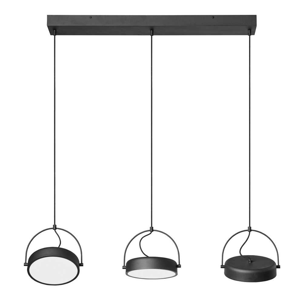 36W LED pakabinamas šviestuvas PUCK, juodas, 3000K