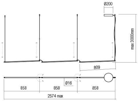 36W LED pakabinamas šviestuvas STICK, matinės žalvario sp., 3000K, dimeriuojamas, 01-2798