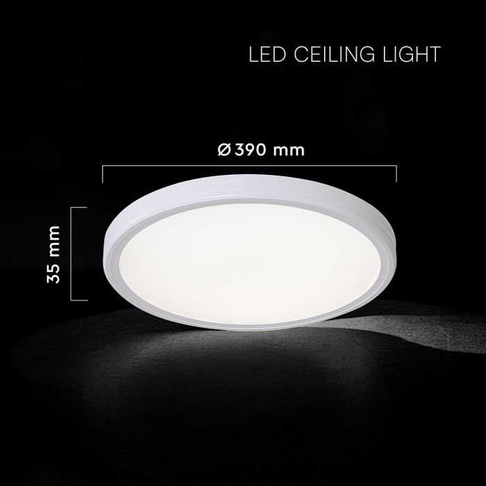 Lubinis šviestuvas 36W LED paviršinis šviestuvas, baltas, 3000/4500/6500K, dimeriuojamas