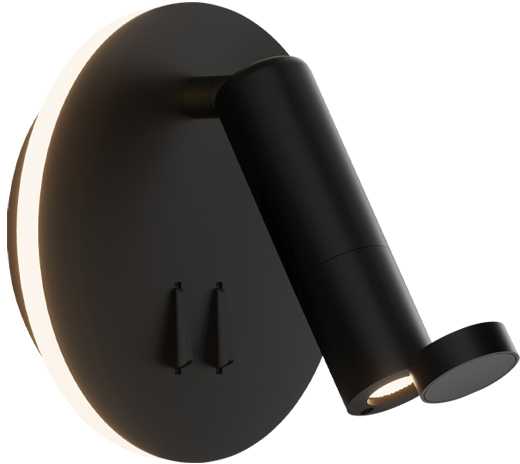 3+6W LED sieninis šviestuvas, matinės juodos sp., 3000K, 25303