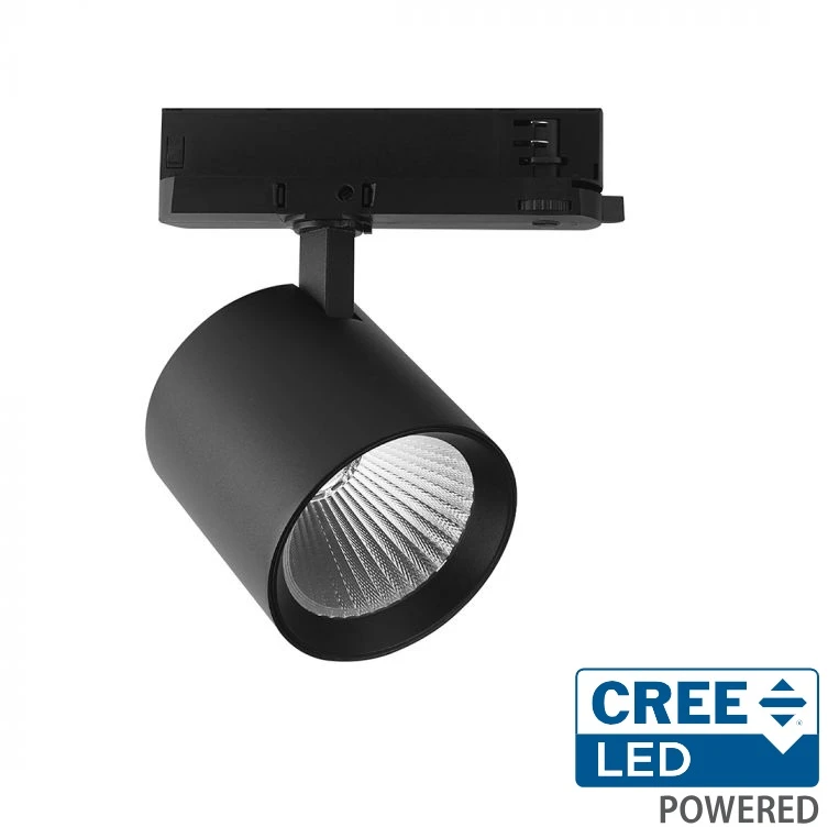 36W LED šviestuvas į 3 fazių bėgelius, juodas, 4000K, CREE LED chip