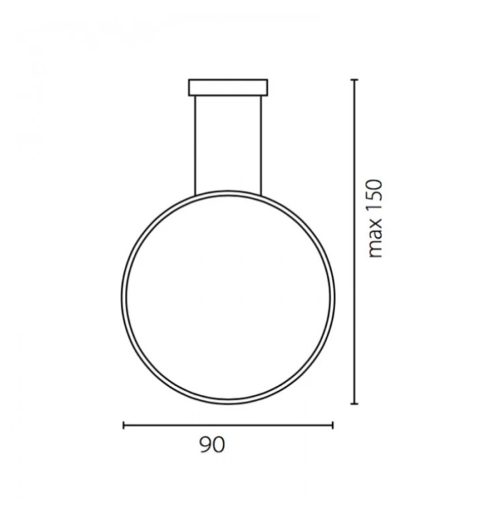 36W pakabinamas šviestuvas ECHO VERTICAL 90cm, šviečiantis į vidų, 4000K, aukso spalvos