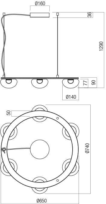 37,2W LED pakabinamas šviestuvas SINCLAIR, matinės aukso sp./skaidrus, 3000K, dimeriuojamas, 01-3247