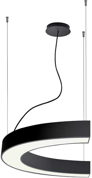 37W LED pakabinamas šviestuvas SEMI, juodas, 3000K, PUSH, 1000mm, 3918-0010-3-B-D4