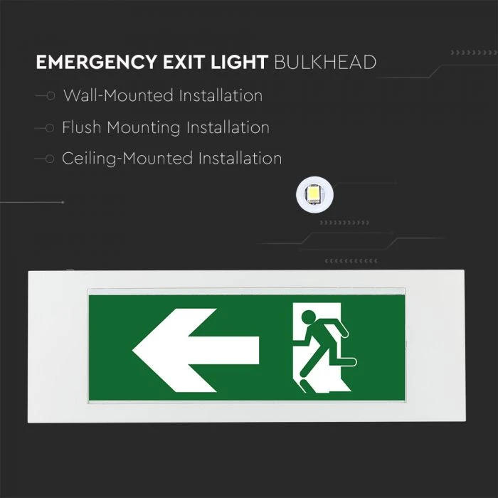 3,8W LED evakuacinis šviestuvas, baltos/juodos sp., 6000K, CREE LED chip