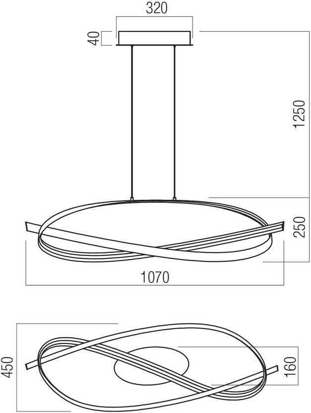 38W LED pakabinamas šviestuvas IMPULS, baltas, 3000K, dimeriuojamas, 01-3615