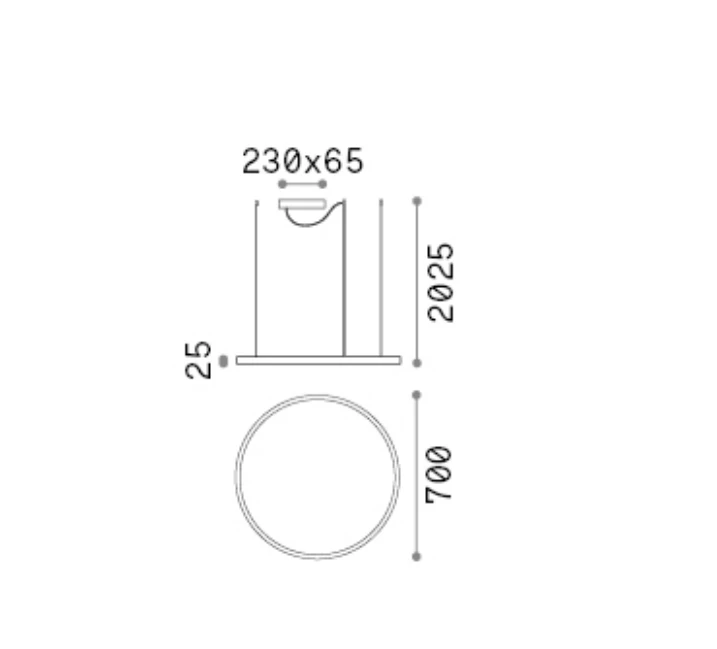 Ideal Lux Pakabinamas šviestuvas Oracle Slim Sp D070 Round 4000K On-Off Bk
