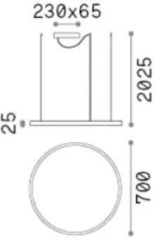 Pakabinamas šviestuvas Ideal Lux Žiedo Formos šviestuvas Oracle Slim D70 Round Wh 4000K